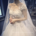 2019 Korean European Fashion off shoulder elegant lace up princess maxi floor length tulle wedding dress bridal gown